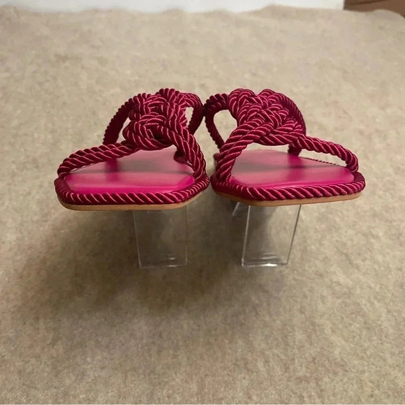 Chico’s Athena Cord Fuchsia Slip On Square Toe Flat Sandals Women’s size 7.5 - Picture 3 of 11